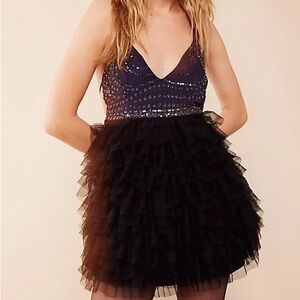 Free People flutter ruffled minidress M nwt